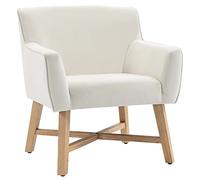 HOMCOM Butaca de Salón Tapizada en Terciopelo Sillón Relax Moderno con Asiento Reposabrazos Acolchados Patas de Madera y Base Cruzada para Dormitorio 67x65x74 cm Blanco