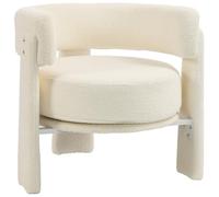 HOMCOM Butaca de Salón Tapizado en Borreguito con Cojín Lumbar Blanco Crema | Sillón de Salón, Asiento Profundo, Acolchado Grueso y Reposabrazos Integrados, para Dormitorio, Lectura