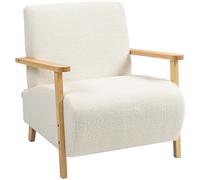 HOMCOM Butaca de Salón Tapizado en Borreguito con Reposabrazos de Madera Crema Azul-118x76x78 cm