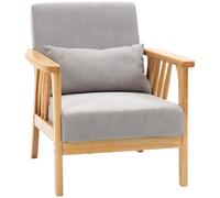 HOMCOM Butaca moderna con revestimiento aterciopelado y estructura de madera, 68x75x78cm, Gris Aosom España