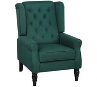 HOMCOM Butaca orejera elegante, muy acolchada, funda extraíble, 74 x 86 x 102 cm, Verde oscuro Aosom España