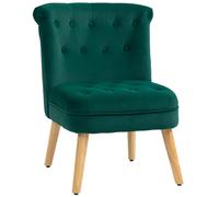 HOMCOM Butaca para Salón en Terciopelo con Asiento Acolchado y Capitoneado a Botones, 60x66x79 cm, Verde Aosom España