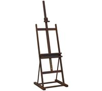 HOMCOM Caballete de Pintura 230 cm con Altura y Ángulo Ajustables Almacenamiento para Adultos Artistas Pintor Marrón