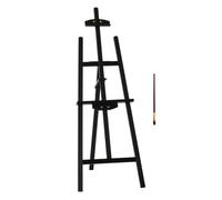 HOMCOM Caballete de Pintura de Madera con Ángulo Ajustable de 75° Soporte Trípode y Pincel para Lienzos 51,5x71,5x134,5 cm Negro Aosom España