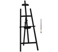 HOMCOM Caballete de Pintura de Madera con Ángulo Ajustable de 75° Soporte Trípode y Pincel para Lienzos 51,5x71,5x134,5 cm Negro Aosom España