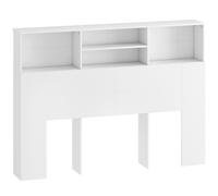HOMCOM Cabecero de cama con almacenamiento, accesorio de cama 4 compartimentos abiertos, 140 x 19 x 103,5 cm, blanco
