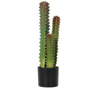 HOMCOM Cactus Artificial 66 cm, Planta Artificial Decorativa con Maceta y 3 Hojas, para Decoración del Interior, Hogar, Oficina, Salón, Verde Green 17x17x66 cm