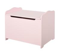 HOMCOM Caja de Almacenaje de Madera para Juguetes Baúl Organizador para Niños +3 Años con Tapa para Libros Ropa en Habitación Dormitorio 60x40x48 cm Rosa Aosom España