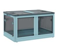 HOMCOM Caja de Almacenamiento Apilable con Tapa 69L Caja Organizadora Plegable con Ruedas Contenedor de Plástico con Acceso a 5 Lados 60x42x34 cm Azul Blue 60x42x34cm