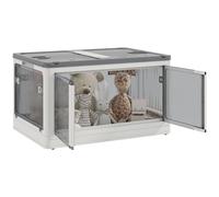 HOMCOM Caja de Almacenamiento Apilable con Tapa 69L Caja Organizadora Plegable con Ruedas Contenedor de Plástico con Acceso a 5 Lados 60x42x34 cm Blanco