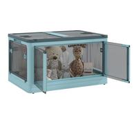 HOMCOM Caja de Almacenamiento Apilable con Tapa 69L Caja Organizadora Plegable con Ruedas Contenedor de Plástico con Acceso a 5 Lados 60x42x34 cm Azul