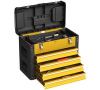 HOMCOM Caja de herramientas con 4 cajones, caja de herramientas de acero termolacado con bandeja extraíble, mini cajas, guías de bolas, asa, caja de herramientas robusta para taller y garaje, amarillo