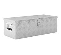 HOMCOM Caja de Herramientas de Aluminio con Tapa Abatible Asas Retráctiles Laterales Gran Compartimento Cierre con Llave Maletín de Herramientas Portátil para Almacén Maletero Carga 30 kg 76x33x25 cm