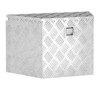 HOMCOM Caja de herramientas para remolques, caja de almacenamiento de aluminio, cerradura integrada con llaves, forma trapezoidal, para furgonetas, remolques, 73,7 x 41 x 46 cm, plata
