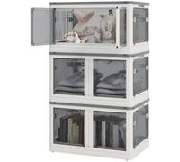 HOMCOM Caja de plástico con ruedas apilable 60x42x34cm Blanca | Cajas plegables, organizador de armario, para juguetes, ropa, libros