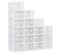 HOMCOM Organizador de zapatos modular 18 cubos con puertas magnéticas 28x36x21 cm transparente