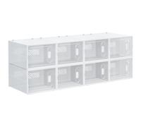 HomCom Cajas zapatero plástico Juego 8 apilables con puertas magnéticas hasta talla 45 transparentes