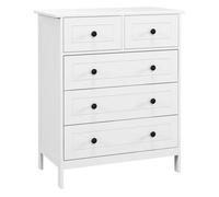 Homcom cajonera de dormitorio cómoda blanca de 5 cajones con manijas cajonera alta para salón oficina estudio estilo moderno 74x40x91 cm