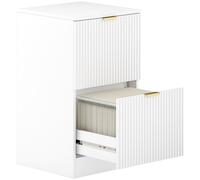 HOMCOM Cajonera de Escritorio con 2 Cajones Frentes Acanalados Mueble Archivador para Tamaño A4 o Carta 40x40x71 cm Blanco