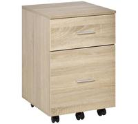 HOMCOM Cajonera de Escritorio con 2 Cajones Ruedas 39,5x39x58,5 cm Roble | Cajonera de Oficina, Archivador Móvil, para Archivos A4 o Cartas, para Estudio, Salón