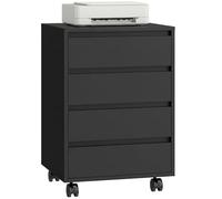 HOMCOM - Cajonera de escritorio con ruedas (4 cajones), color negro