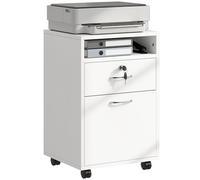 HomCom Cajonera de escritorio móvil con ruedas, cajón y puerta 40x35x60 cm Blanco