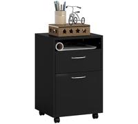 HOMCOM Cajonera de Escritorio con Ruedas, Cajonera de Oficina con Cajón, Compartimento, Puerta, Archivador Móvil para Estudio, Salón, 40x35x60 cm, Negro