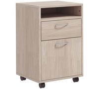 HOMCOM Cajonera de Escritorio con Ruedas Cajón Compartimento Puerta Archivador Móvil para Estudio 40x35x60 cm Roble