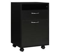HOMCOM Cajonera de Escritorio con Ruedas, Cajonera de Oficina con Cajón, Compartimento, Puerta, Archivador Móvil para Estudio, Salón, 40x35x60 cm, Negro
