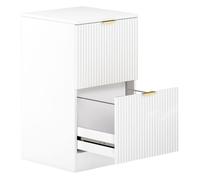 HOMCOM Cajonera de Oficina con 2 Cajones Cajonera de Escritorio con Frentes Acanalados Mueble Archivador para Tamaño A4 o Carta para Estudio 40x40x71 cm Blanco