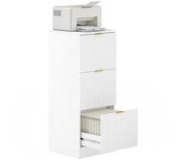 Homcom cajonera de oficina con 3 cajones cajonera de escritorio con frentes acanalados mueble archivador para tamaño a4 o carta para estudio 40x40x101 cm blanco 40 cm