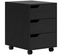 Homcom cajonera de oficina con ruedas mueble archivador con 3 cajones cajonera para escritorio estudio 40x50x57,5 cm negro
