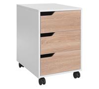 HomCom Armario archivador móvil 3 cajones con ruedas (2 con frenos)