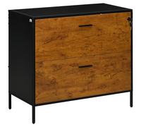 HOMCOM Cajonera de Oficina Industrial con 2 Cajones Cajonera para Archivadores con Cerradura y Carpetas Colgantes para Tamaño A4 80x39x73,5 cm Marrón Brown 80x39x73.5cm