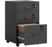 HOMCOM Cajonera de Oficina Móvil con 3 Cajones Bloqueables y Ruedas 40x40x69,5 cm Negro Aosom España
