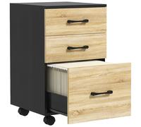 HOMCOM Cajonera de Oficina Mueble Archivador con Ruedas y Cajones y Barra Colgante para Archivos 40x42x65 cm Roble y Negro Aosom España