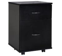 HOMCOM Cajonera de Oficina y Hogar Archivador 41x39x58cm Negro | Madera, 2 Cajones, Móvil con Ruedas