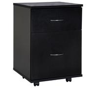 HOMCOM Cajonera de Oficina y Hogar Tipo Archivador de Madera Móvil con Ruedas y 2 Cajones 41x39x58cm Negro Black 41x39x58cm