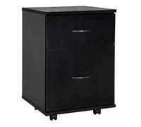 HOMCOM Cajonera de Oficina y Hogar tipo Archivador de Madera Móvil con Ruedas y 2 Cajones 41x39x58cm Negro Aosom España