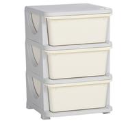 HOMCOM Cajonera de Plástico Organizador para Niños con 3 Cajones Asas para Juguetes Ropa Libros 37x37x56,5 cm Beige