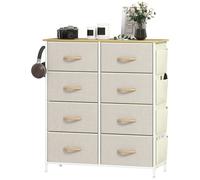 HOMCOM Cajonera de Tela Alta Cómoda con 8 Cajones 4 Bolsillos Laterales 2 Ganchos y Estructura de Acero Cómoda para Dormitorio Sala de Estar Pasillo Beige Beige