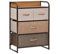 HOMCOM Cajonera de Tela Cómoda para Dormitorio con Plegables Parte Superior de Madera y Marco Metálico para Sala de Estar Multic múltiple