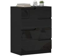 HOMCOM Cajonera dormitorio con 4 cajones, cómoda dormitorio moderna, cajonera ahorradora de espacio para salón, pasillo, entrada, 60 x 40 x 85 cm, negro brillante