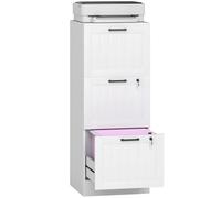 Homcom cajonera escritorio con 3 cajones, cajonera de oficina, mueble archivador, con 2 cerraduras, riel colgante para a4 y carta, 40x40x101 cm, blanco 101 cm