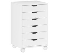 HOMCOM Cajonera Escritorio Archivador con 6 Cajones Ruedas Guías Deslizantes Silenciosas Cajonera para Oficina Casa Blanco 40x35x63cm Aosom España