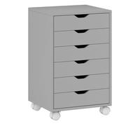 HOMCOM Cajonera Escritorio, Archivador Móvil, 6 Cajones,Gris | Soporte para Impresora con Ruedas, Guías Deslizantes Silenciosas, para Oficina, Casa