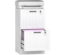 HOMCOM Cajonera Escritorio con 2 Cajones, Cajonera de Oficina, Mueble Archivador, con 2 Cerraduras, Riel Colgante para A4 y Carta, 40x40x71 cm, Blanco