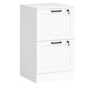 HOMCOM Cajonera Escritorio con 2 Cajones, Cajonera de Oficina, Mueble Archivador, con 2 Cerraduras, Riel Colgante para A4 y Carta, 40x40x71 cm, Blanco