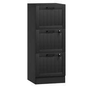 HOMCOM Mueble Archivador con 3 Cajones Cajonera para Escritorio con Cerraduras Carpetas para A4 y Carta 40x40x101 cm Negro Negro