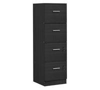 HOMCOM Cajonera Escritorio con 4 Cajones Cerraduras 40x42x130,8 cm Negro | Cajonera de Oficina, Barras Ajustables para Archivos Tamaño A4 y Carta, Archivador para Estudio, Salón